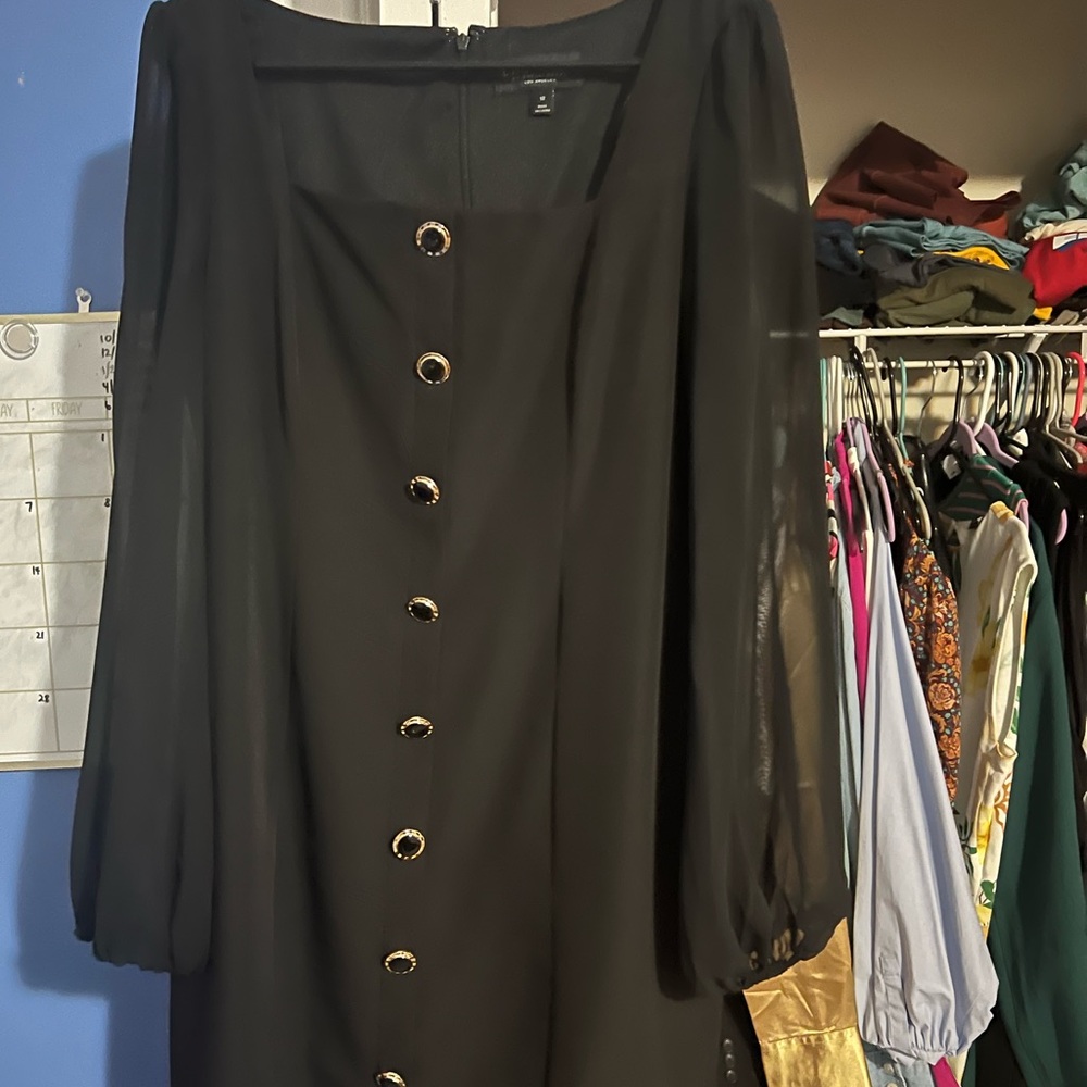 Laundry By Shelli Segal Black Dress with Gold Buttons